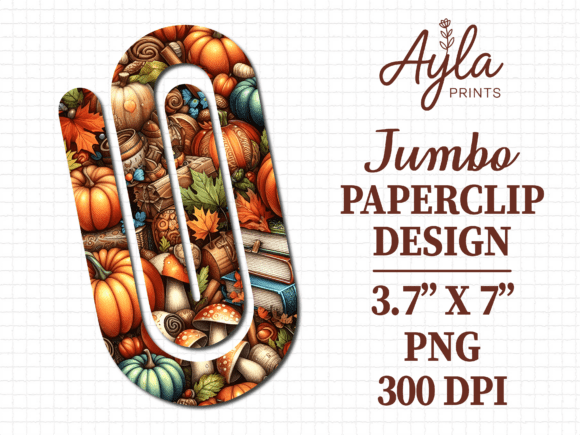 Autumn Fall Pumpkin Jumbo Paperclip PNG: Graphics for Crafts & Content