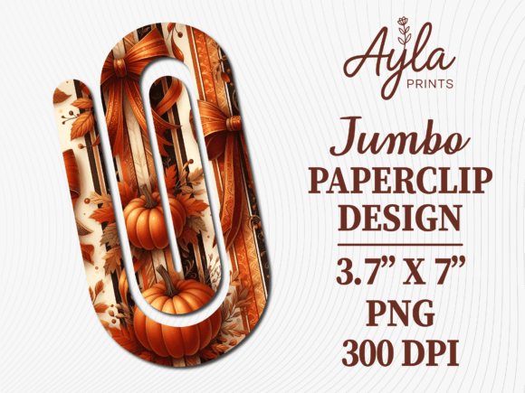 Autumn Ribbon Pumpkin Jumbo Paperclip Graphics