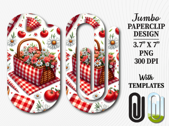 Basket Gingham Floral Jumbo Paperclip