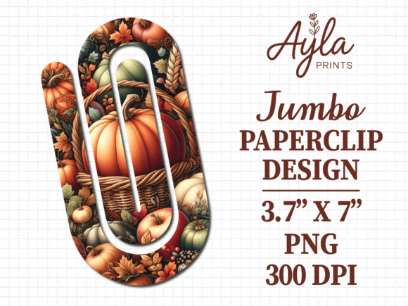 Basket Pumpkin Spice Jumbo Paperclip PNG: Graphics for Crafts