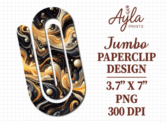 Black Gold Marbled Swirl Jumbo Paperclip: Graphics & Crafts for Polished Content