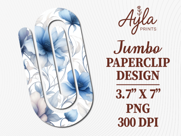 Blue Wildflowers Jumbo Paperclip Design: Graphics for Crafts