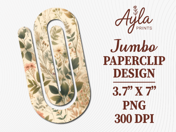 Botanical Floral Jumbo Paperclip Design: Graphics for Crafts and Content