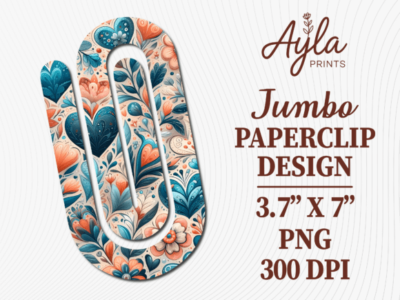 Botanical Floral Pattern Jumbo Paperclip: Graphics for Crafts and Content