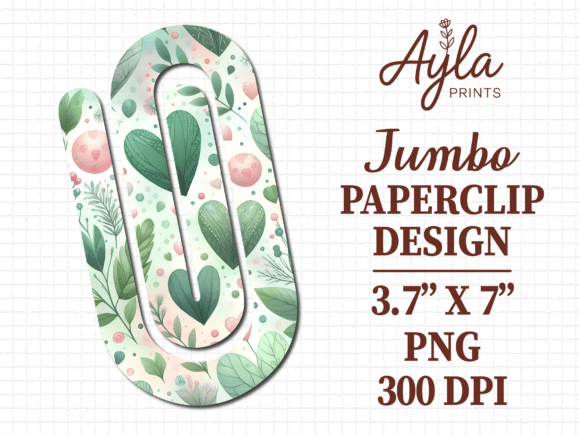 Botanical Leaves Hearts Jumbo Paperclip: Graphics & Crafts
