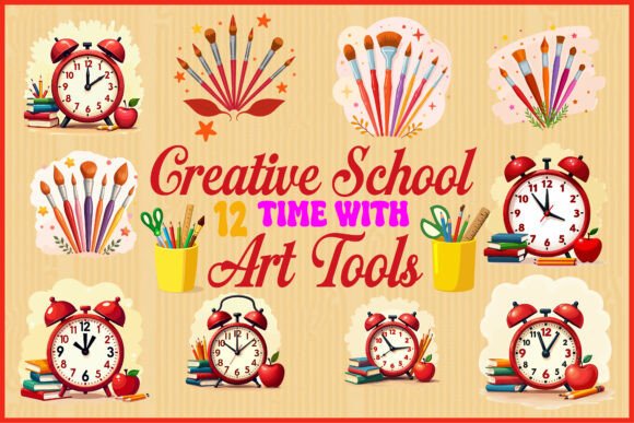 Creative School Time with Art Tools Graphics