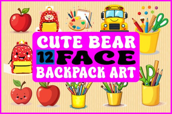 Cute Bear Face Backpack Art Graphics