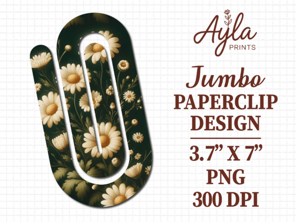 Daisy Flower Dark Jumbo Paperclip Design: Graphics & Crafts