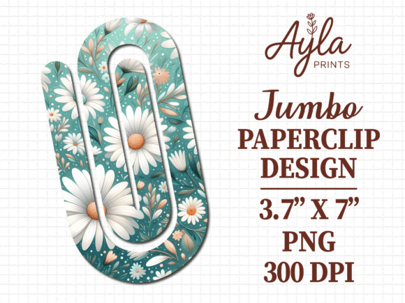 Daisy Flower Mint Green Jumbo Paperclip: Graphics for Crafts