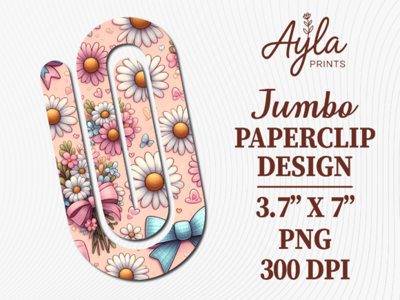 Daisy Flower Pattern Jumbo Paperclip: Graphics for Crafts & Small Business Branding