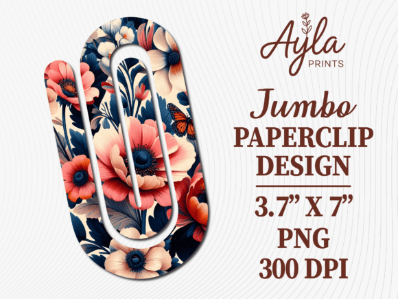 Dark Floral Botanical Jumbo Paperclip: Graphics & Crafts in One