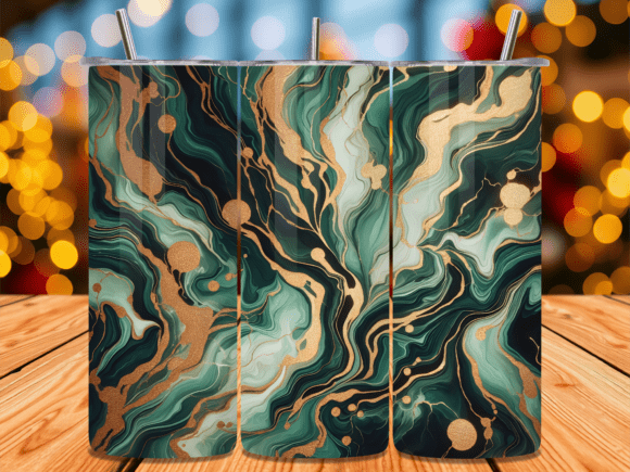 Emerald Gold Marble Tumbler Wrap Graphics