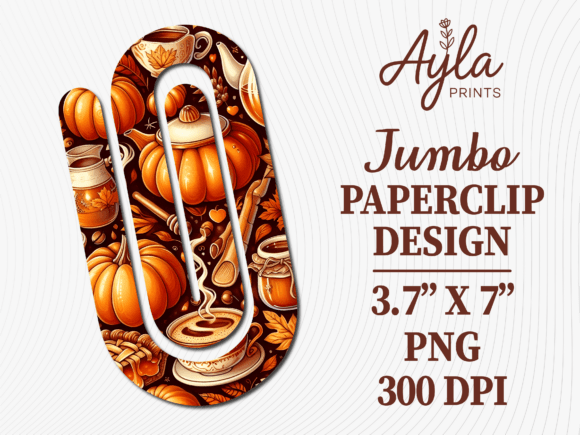 Fall Pumpkin Spice Latte Jumbo Paperclip: Graphics & Crafts