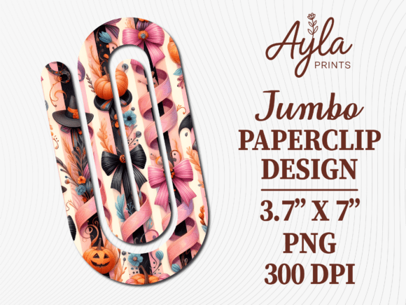 Floral Black Gingham Jumbo Paperclip PNG
