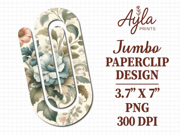 Floral Plant Planner Jumbo Paperclip PNG: Graphics and Crafts for Branding