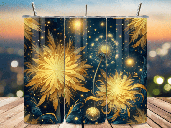 Golden Floral Mandala Tumbler Wraps & Graphics