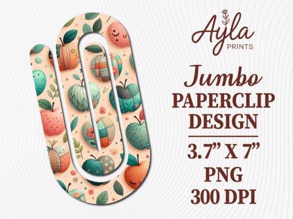 I Apples Fruit Pattern Jumbo Paperclip: Graphics & Decorative Elements