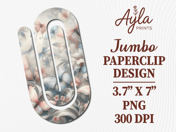 Marble Foil Floral Jumbo Paperclip PNG