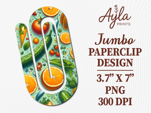 Organic Fruit Vegetables Jumbo Paperclip: Graphics for Crafts
