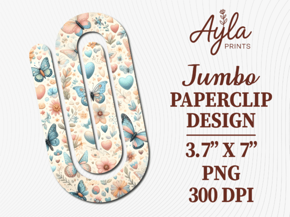 Pastel Floral Butterfly Jumbo Paperclip: Graphics & Crafts
