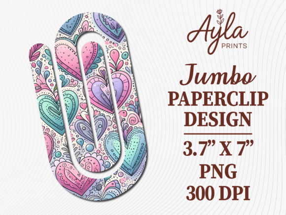 Pastel Hearts Planner Jumbo Paperclip: Graphics for Crafts & Content