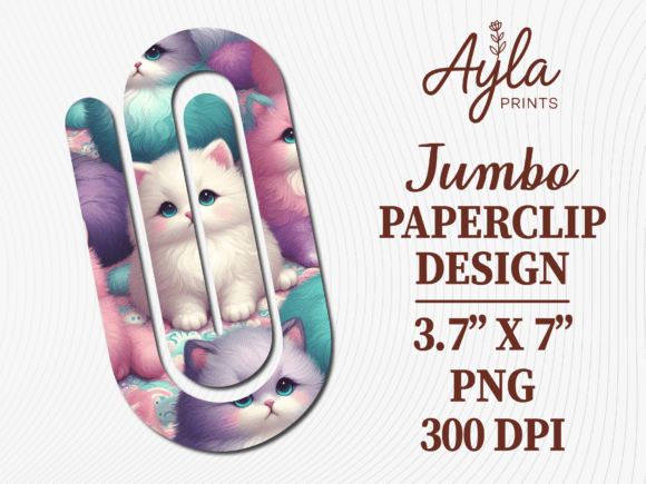 Pastel Kitten Cat Jumbo Paperclip Design