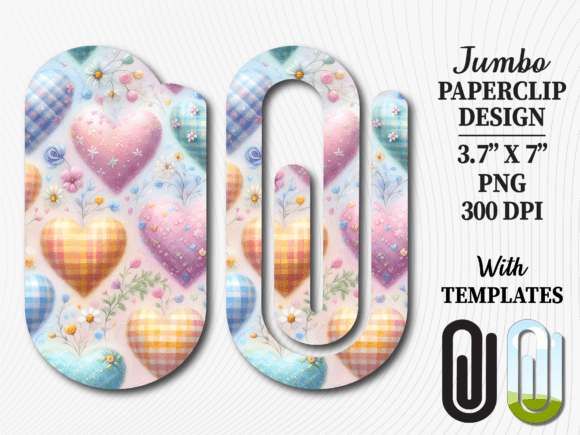 Pastel Valentine Hearts Jumbo Paperclip: Graphics for Crafts
