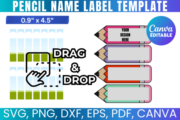 Pencil Name Label Canva Template