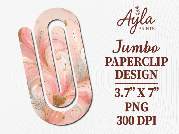 Pink Feathers Digital Jumbo Paperclip