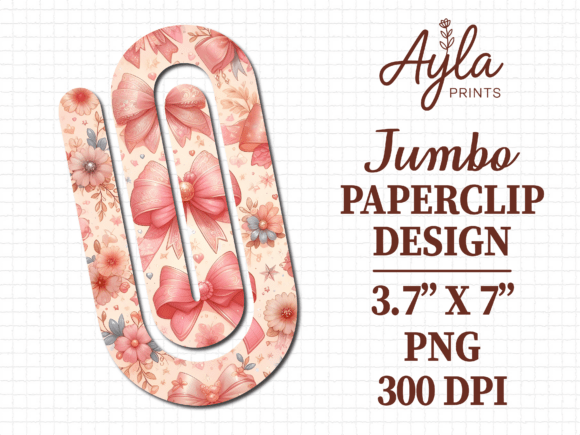 Pink Floral Bows Jumbo Paperclip Design