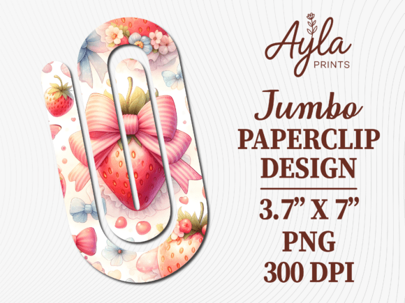 Pink Hearts Strawberry Jumbo Paperclip: Graphics & Crafts