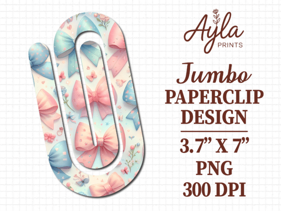 Pink Pastel Bow Jumbo Paperclip Graphics & Crafts