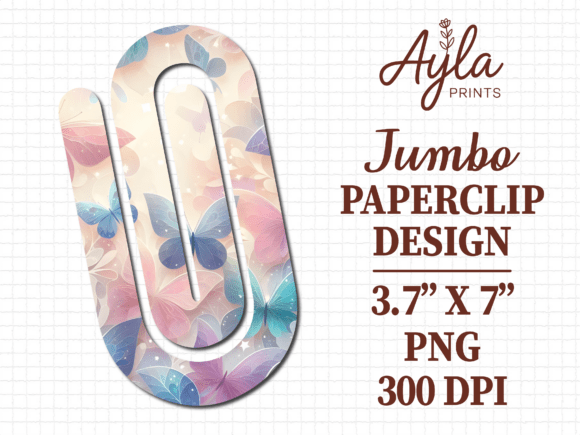 Pink Pastel Butterfly Jumbo Paperclip: Graphics & Crafts