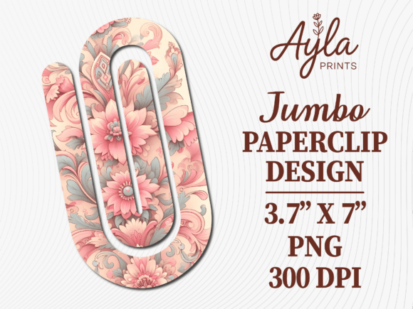 Pink Peony Floral Bloom Jumbo Paperclip: Graphics for Crafts