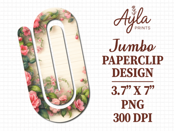 Pink Rose Floral Bloom Jumbo Paperclip Graphics & Crafts