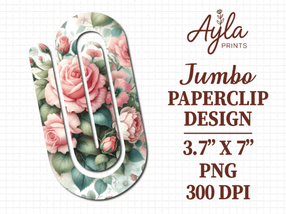 Pink Rose Floral Pattern Jumbo Paperclip