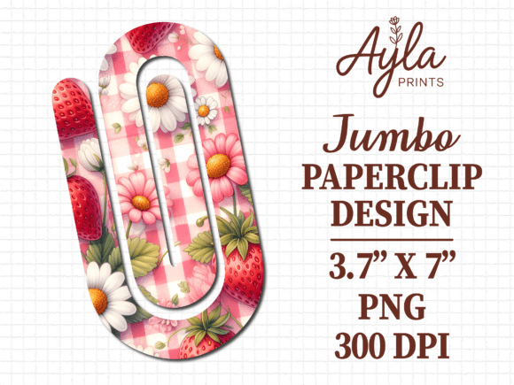 Pink Strawberry Floral Jumbo Paperclip: Graphics for Crafts