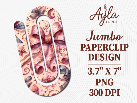 Pink Swirl Bow Jumbo Paperclip Design: Graphics for Crafts