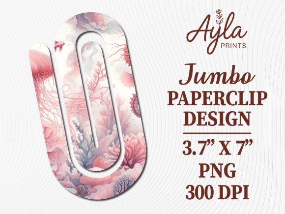 Pink Watercolor Floral Jumbo Paperclip: Graphics & Crafts