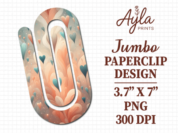 Rustic Peach Hearts Jumbo Paperclip PNG