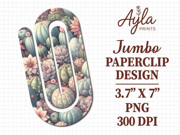 Succulent Plant Cactus Jumbo Paperclip: Graphics for Crafts