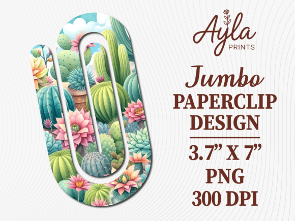 Succulents Cactus Flower Jumbo Paperclip Graphics & Crafts