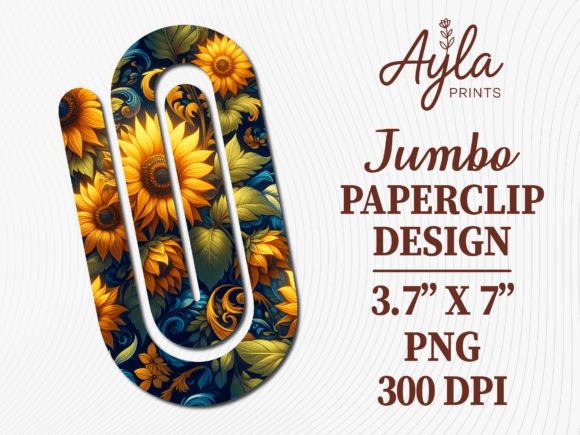Sunflower Floral Rustic Jumbo Paperclip: Graphics for Crafts