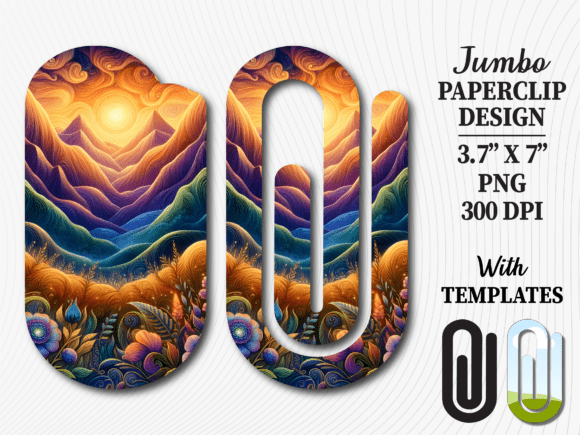 Sunset Mountain Nature Jumbo Paperclip Graphics & Crafts
