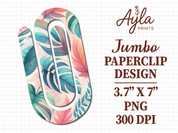 Tropical Leaves Palm Jumbo Paperclip PNG: Graphics for Crafts