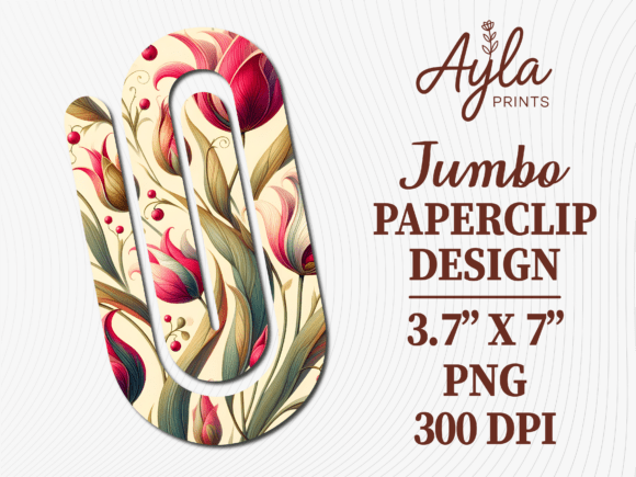 Tulip Flower Botanical Jumbo Paperclip: Graphics for Crafts
