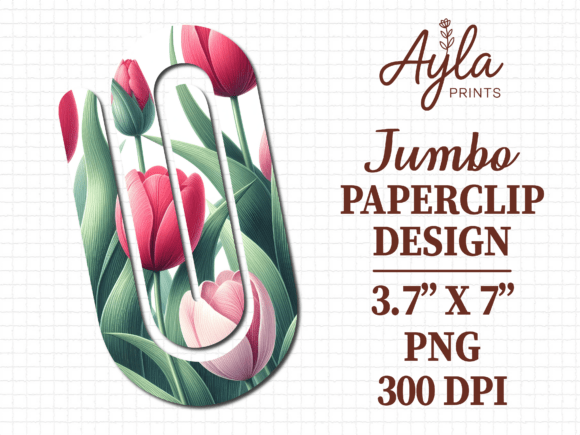 Tulip Spring Floral Jumbo Paperclip PNG: Graphics for Crafts & Content