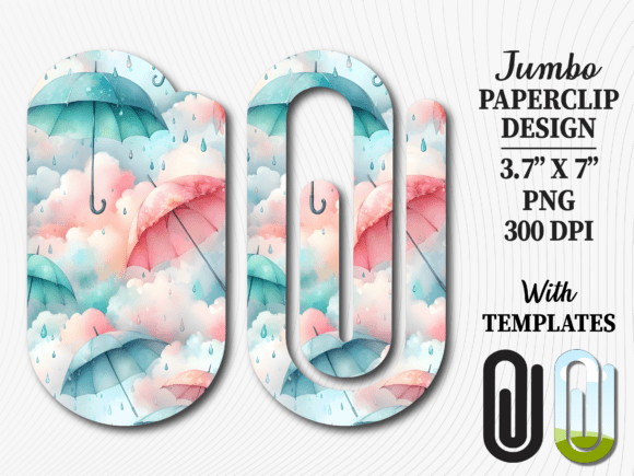 Watercolor Umbrella Rain Jumbo Paperclip: Graphics & Crafts