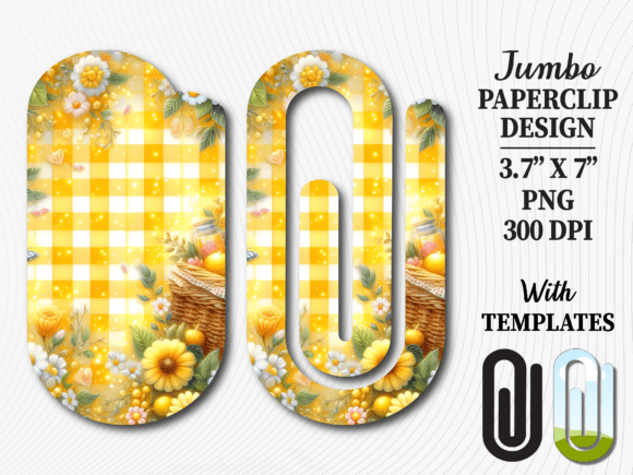 Yellow Sunflower Gingham Jumbo Paperclip: Graphics for Crafts